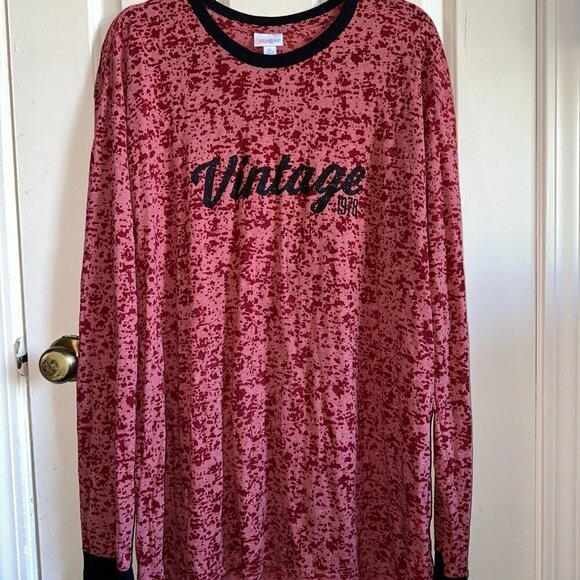 Vintage Long Sleeve Lularoe Shirt Pink Red Leopard Print Black Trim Women's XL - Picture 2 of 8